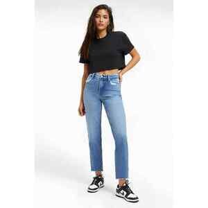 Good American Good Vintage Frayed Hem Jeans Womens Size 14/32 Blue Straight NWT